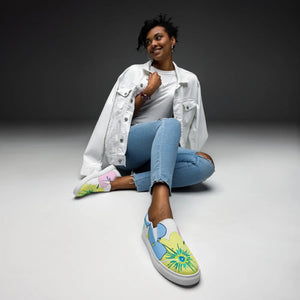 Pastel Floral Canvas Shoes - Eco-friendly Women’s Slip - Dipaliz - Sneakers