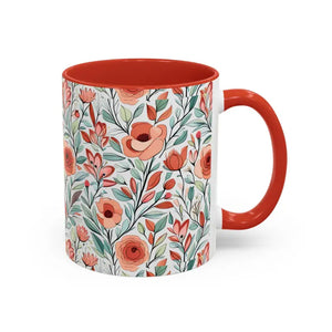 Mug - Flowers Accent Coffee 11oz Two Tone Design by Dipaliz