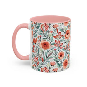 Mug - Flowers Accent Coffee 11oz Two Tone Design by Dipaliz
