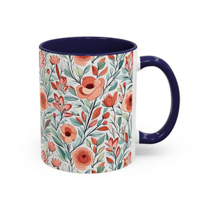 Mug - Flowers Accent Coffee 11oz Two Tone Design by Dipaliz