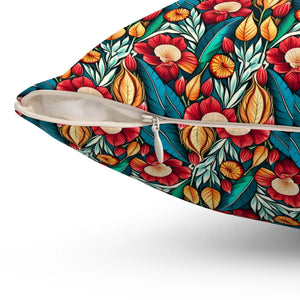 Flowers Pattern Polyester Throw Pillow - Dipaliz - Pillows