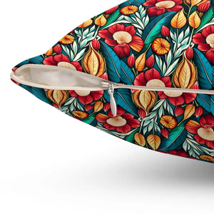 Flowers Pattern Polyester Throw Pillow - Dipaliz - Pillows
