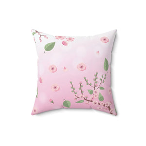 Pink Floral Throw Pillow – Spun Polyester Square - Dipaliz - Pillows