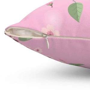 Pink Floral Throw Pillow – Spun Polyester Square - Dipaliz - Pillows