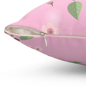 Pink Floral Throw Pillow – Spun Polyester Square - Dipaliz - Pillows
