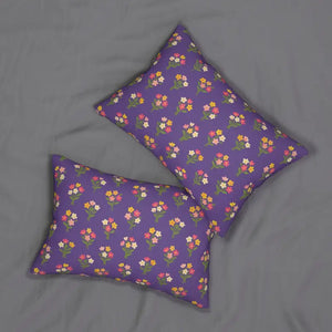 Spun Polyester Lumbar Pillow - Purple Floral Comfort - Dipaliz - 20’’ × 14’’ - Throw Pillows