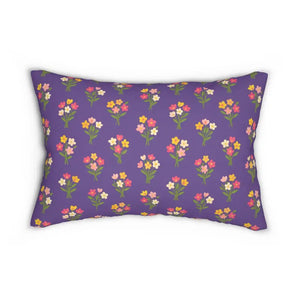 Spun Polyester Lumbar Pillow - Purple Floral Comfort - Dipaliz - 20’’ × 14’’ - Throw Pillows