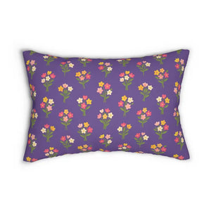 Spun Polyester Lumbar Pillow - Purple Floral Comfort - Dipaliz - 20’’ × 14’’ - Throw Pillows