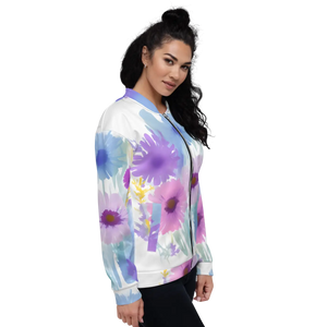 Artful Unisex Bomber Jacket Watercolor Flowers - Dipaliz - Jackets