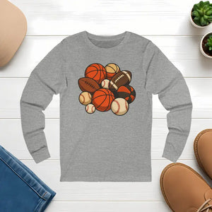 Youth & Adult Sports Long Sleeve Tee — Football Soccer Baseball Fan Shirt - s / Athletic Heather - T-shirts