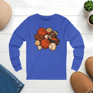 Youth & Adult Sports Long Sleeve Tee — Football Soccer Baseball Fan Shirt - s / True Royal Triblend - T-shirts