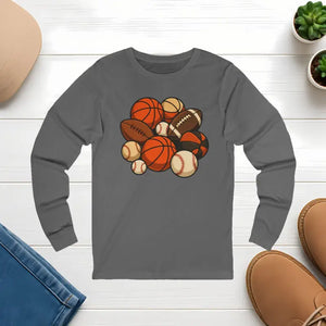 Youth & Adult Sports Long Sleeve Tee — Football Soccer Baseball Fan Shirt - s / Grey Triblend - T-shirts