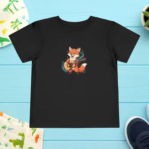 Short Sleeve Tee Fox Guitar Toddler Cotton Comfort - Dipaliz - Black / 2t - Baby & Clothing