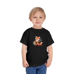 Kids Clothes - Short Sleeve Tee Fox Guitar Toddler Cotton - Dipaliz