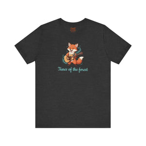 T-shirt - Fox with a Guitar Unisex Cotton Tee - Dipaliz Dark Grey Heather / s
