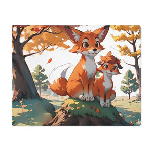 Foxes Sitting Fall Season Cotton Placemat - Cozy Autumn Dining - Dipaliz - 18’’ × 14’’ - Placemats