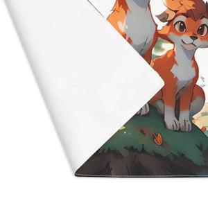 Foxes Sitting Fall Season Cotton Placemat - Cozy Autumn Dining - Dipaliz - 18’’ × 14’’ - Placemats