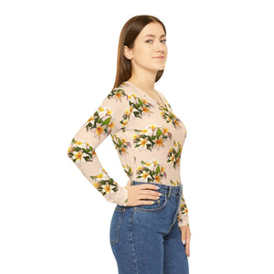 Plumeria Floral Women’s Long Sleeve V-neck Shirt (aop) - T-shirts