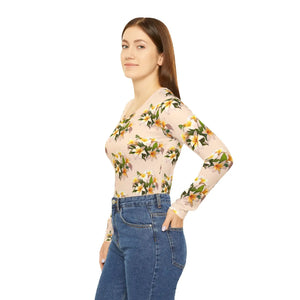 Plumeria Floral Women’s Long Sleeve V-neck Shirt (aop) - T-shirts