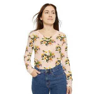 Plumeria Floral Women’s Long Sleeve V-neck Shirt (aop) - T-shirts