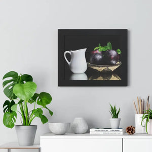 Fresh Plum Fruits Framed Horizontal Poster - 14″ x 11″ / Black - Posters Prints & Visual Artwork