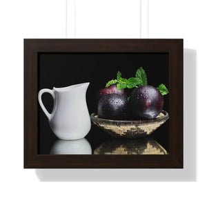 Fresh Plum Fruits Framed Horizontal Poster - 14″ x 11″ / Walnut - Posters Prints & Visual Artwork