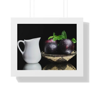 Fresh Plum Fruits Framed Horizontal Poster - 14″ x 11″ / White - Posters Prints & Visual Artwork