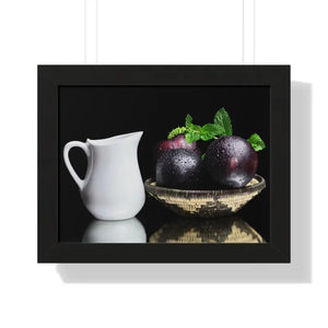 Fresh Plum Fruits Framed Horizontal Poster - 16″ x 12″ / Black - Posters Prints & Visual Artwork