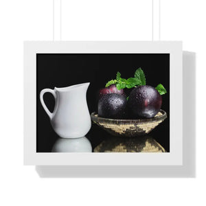 Fresh Plum Fruits Framed Horizontal Poster - 16″ x 12″ / White - Posters Prints & Visual Artwork