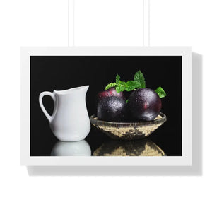 Fresh Plum Fruits Framed Horizontal Poster - 24″ x 16″ / White - Posters Prints & Visual Artwork