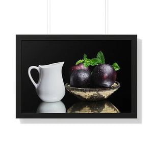 Fresh Plum Fruits Framed Horizontal Poster - 30’’ x 20’’ / Black - Posters Prints & Visual Artwork