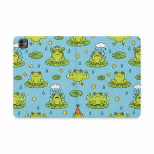 Dipaliz Frog Pattern Tablet Folio Case Vegan Leather - Computer Accessories