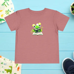 Short Sleeve Tee Frog Reading Design Toddler Comfort - Dipaliz - Heather Mauve / 2t - Baby & Clothing