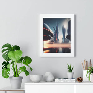 Modern Futuristic City Framed Vertical Poster - Dipaliz - Posters Prints & Visual Artwork
