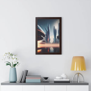 Modern Futuristic City Framed Vertical Poster - Dipaliz - Posters Prints & Visual Artwork