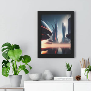 Modern Futuristic City Framed Vertical Poster - Dipaliz - Posters Prints & Visual Artwork