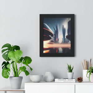 Modern Futuristic City Framed Vertical Poster - Dipaliz - Posters Prints & Visual Artwork