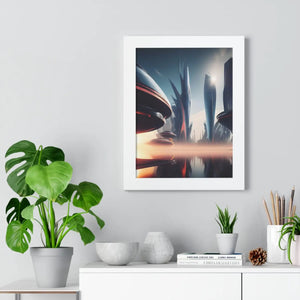 Modern Futuristic City Framed Vertical Poster - Dipaliz - Posters Prints & Visual Artwork