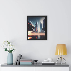 Modern Futuristic City Framed Vertical Poster - Dipaliz - Posters Prints & Visual Artwork