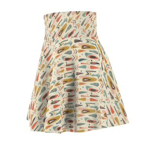 Dipaliz Geo Print Skater Skirt Retro High Waist Design - Skirts