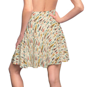 Dipaliz Geo Print Skater Skirt Retro High Waist Design - Skirts