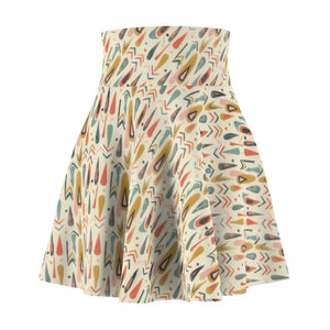 Dipaliz Geo Print Skater Skirt Retro High Waist Design - Skirts