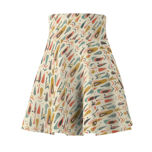 Dipaliz Geo Print Skater Skirt Retro High Waist Design - Skirts