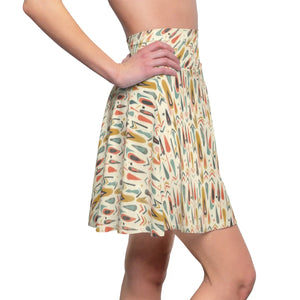 Dipaliz Geo Print Skater Skirt Retro High Waist Design - Skirts