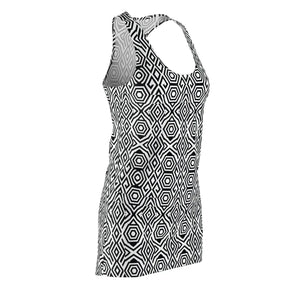 Dipaliz Geometric Black Racerback Dress Sporty Knit - Dresses