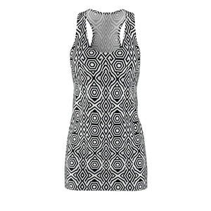 Dipaliz Geometric Black Racerback Dress Sporty Knit - Dresses