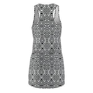Dipaliz Geometric Black Racerback Dress Sporty Knit - Dresses