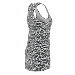 Dipaliz Geometric Black Racerback Dress Sporty Knit - Dresses