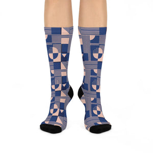 Dipaliz Geometric Blush Crew Socks Modern Patterned Cushioned