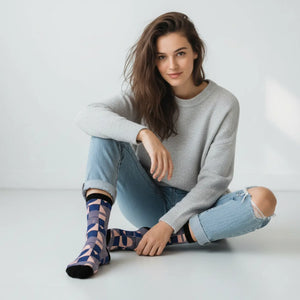 Dipaliz Geometric Blush Crew Socks Modern Patterned Cushioned